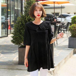 Frill-trim Collared Empire Top