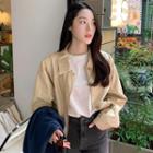 Faux-leather Band-hem Jacket