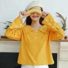 Long-sleeve Polo Shirt Orange Yellow - One Size