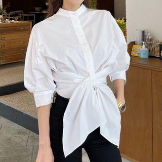 Elbow-sleeve Wrap Shirt