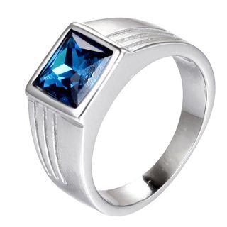 Stainless Steel Square Rhinestone Ring