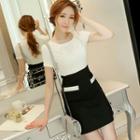 Two-tone Short-sleeve Shift Dress