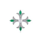 Simple And Elegant Pattern Cross Imitation Pearl Brooch With Cubic Zirconia Silver - One Size