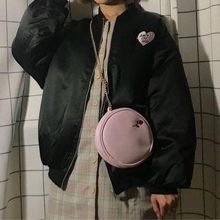 Embroidered Bomber Jacket Black - One Size