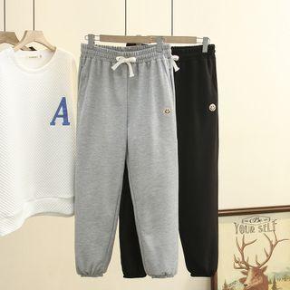 Smiley Face Embroidered Jogger Sweatpants