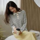 Loose-fit Stripe Knit Polo Shirt
