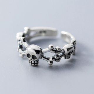 925 Sterling Silver Skull Open Ring S925 Silver Ring - One Size