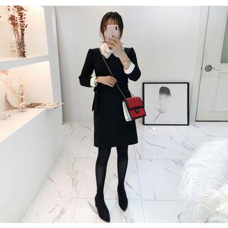 Crochet Contrast-collar Wrap Dress