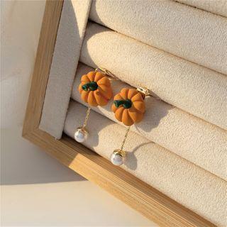 Pumpkin Faux Pearl Dangle Earring 1 Pair - Stud Earrings - Gold - One Size
