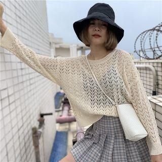Long-sleeve Pointelle Knit Top