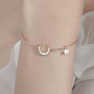 Sterling Silver Rhinestone Crescent Bracelet