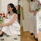 Sleeveless Satin Long Dress Ivory - One Size