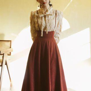 Set: Lace Blouse + Suspender Skirt