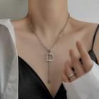 Letter Pendant Chain Necklace Silver - One Size