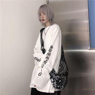 Lettering Long-sleeve Oversize T-shirt White - One Size