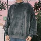 Mock Neck Velvet Sweatshirt