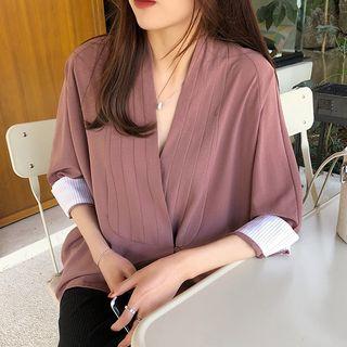V-neck Pleated Blouse