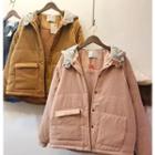 Hooded Snap Button Padded Jacket