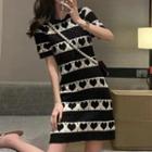 Short-sleeve Heart Knit Dress