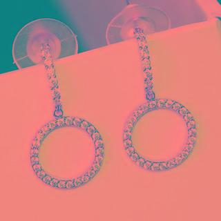 Rhinestone Hoop Drop Earring 1 Pair - Rose Gold - One Size