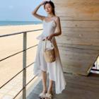 Spaghetti Strap Layered Midi Fishtail Dress