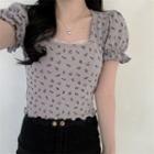 Flower Print Short-sleeve T-shirt Purple - One Size