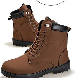 Paneled Lace-up Short Boots