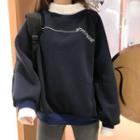 Long-sleeve Turtleneck Lettering Loose-fit Sweatshirt