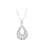 925 Sterling Silver Water-drop-shaped Pendant With White Cubic Zircon And Necklace
