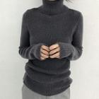 Cowl-neck Slim-fit Knit Top