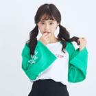 Raglan Sleeve Letter Embroidered T-shirt