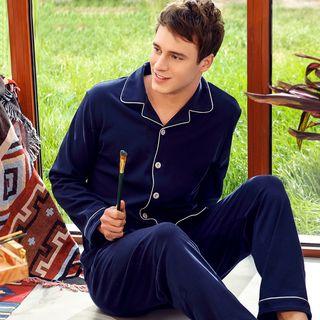 Loungewear Set: Contrast Trim Shirt + Pants