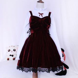 Frill Trim Long-sleeve Top / Sleeveless Dress
