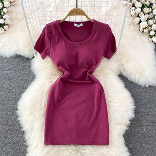 Round Neck Sheath T-shirt Dress