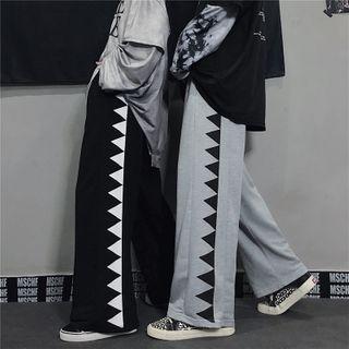 Printed High-waist Straight-cut Pants