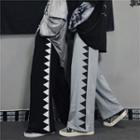 Printed High-waist Straight-cut Pants