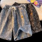 Print Denim Wide Leg Shorts