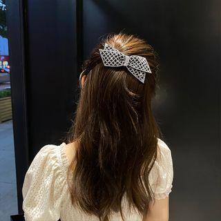 Rhinestone Bow-accent Barrette As Shown In Figure - One Size