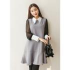 Cuffed Sheer-sleeve Mini Dress