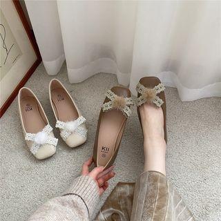 Pom Pom Lace Bow Flats