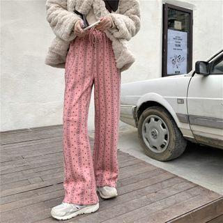 Dot High-waist Pants Pink - One Size