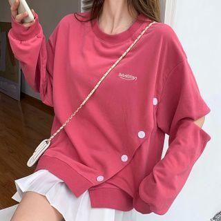 Asymmetrical Buttoned Sweatshirt