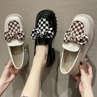 Checker Print Panel Platform Loafers