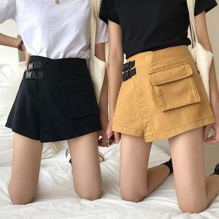 Buckled A-line Mini Cargo Skorts