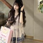 Plain Camisole / V-neck Crochet Knit Vest