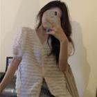 Lace-trim V-neck Shirt As Shown In Figure - One Size
