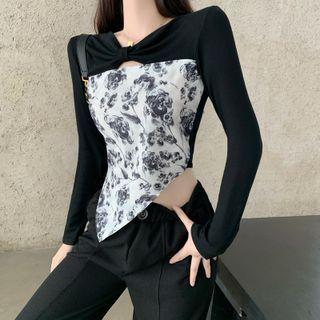 Floral Panel Irregular T-shirt