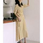 Dotted Short-sleeve Maxi A-line Chiffon Dress
