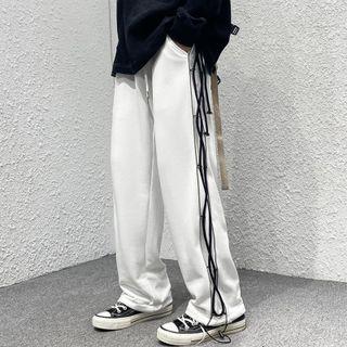 Lace-up Drawstring Straight Leg Pants