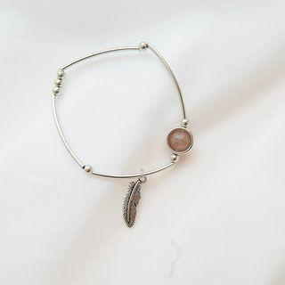 Alloy Feather & Bead Bracelet As Shown In Figure - One Size